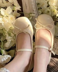 Soufree  -  Japanese Kawaii Shoes Women Lolita Style Bow Design Sweet Sandals Female Pure Color Buckle Casual Mary Janes Shoes Summer