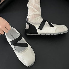 Soufree  -  Retro white French flat-soled women's shoes new summer light mouth round head versatile with skirt single shoes