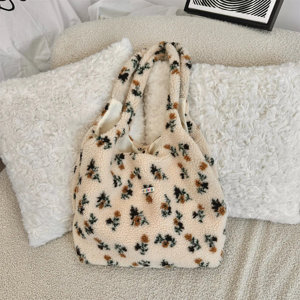 Soufree  -  Plush Shoulder Bag for Women Autumn Winter New in Female Student Fluffy Tote Shopper Bag High Quality Large Korean Fashion