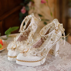 Soufree  -  Lolita Flower Wedding High Heel Loli Shoes Sweet Heavy Industry Original Adult Gift Gorgeous Thick Heel Loli Shoes