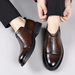 Soufree  -  Men's Fashion Trends Leather Loafers Shoes Men's Formal Party Business Negotiation Social Office Shoes Comfort Round Toe Shoes