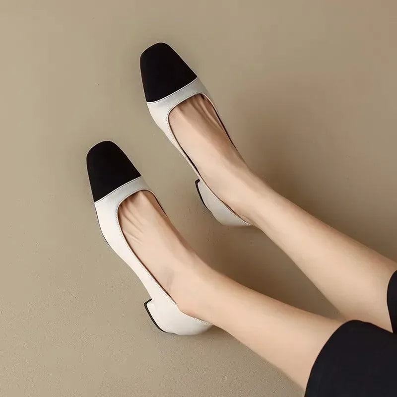 Soufree  -  summer shoes Spring and autumn new women's fashion comfortable thick heel shoes casual low heel square head women's shoes