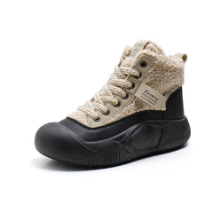 Soufree  -  High Top Sports Shoes for Women Winter New Cashmere Warm Student Cotton Shoes Thick Soled Recreational Snowshoes Sneakers