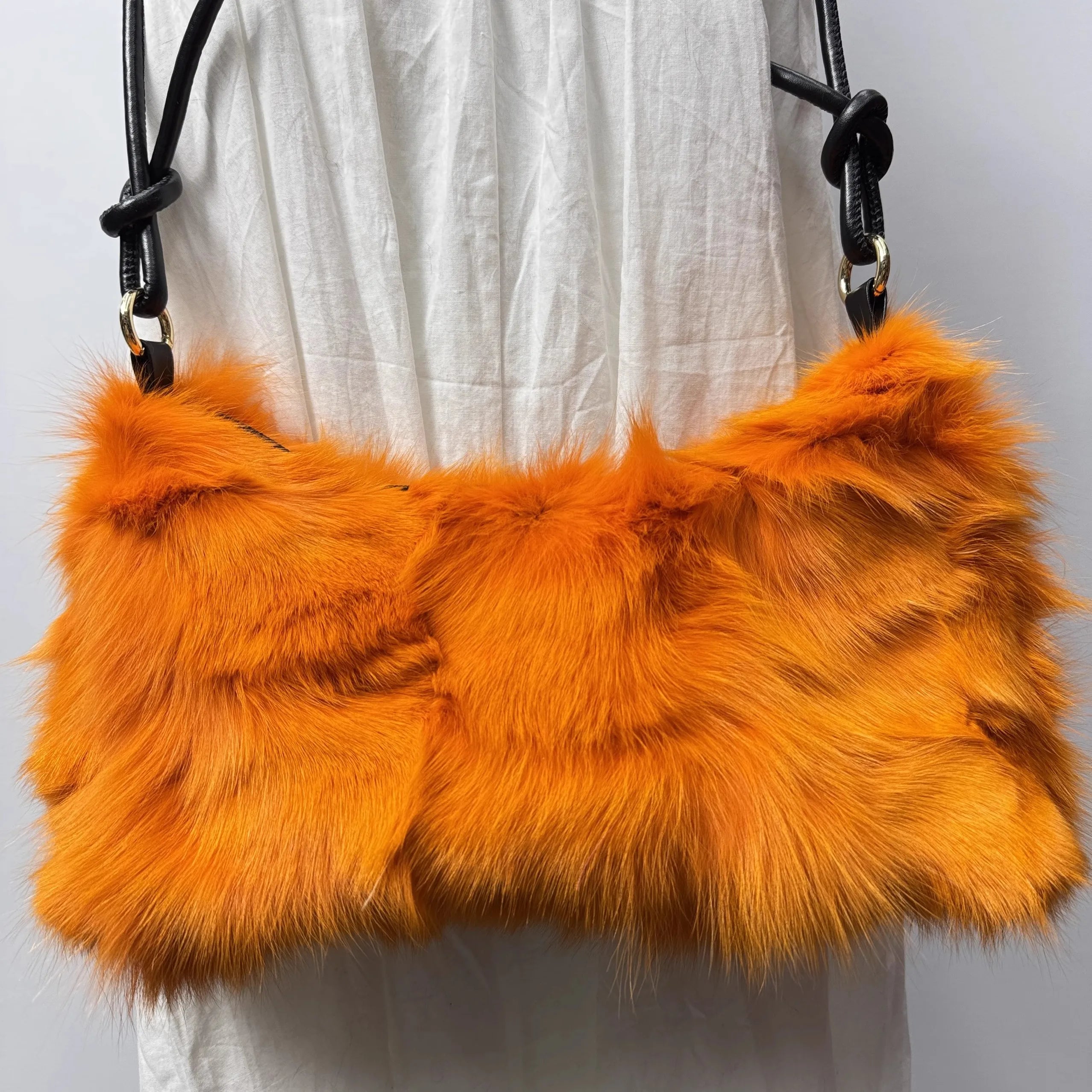 Soufree  -  Winter Fox Fur Bag Women's  Bag Fashion  Handbag Ladies Bags Purses Women Shoulder Bag Real Silver Fox Fur Messenger Bags