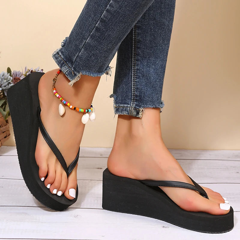 Soufree  -  Summer Thick Platform Wedges Flip-Flops Women Light Beach Slippers Woman Clip Toe High Heeled Sandals Slides Shoes Mujer