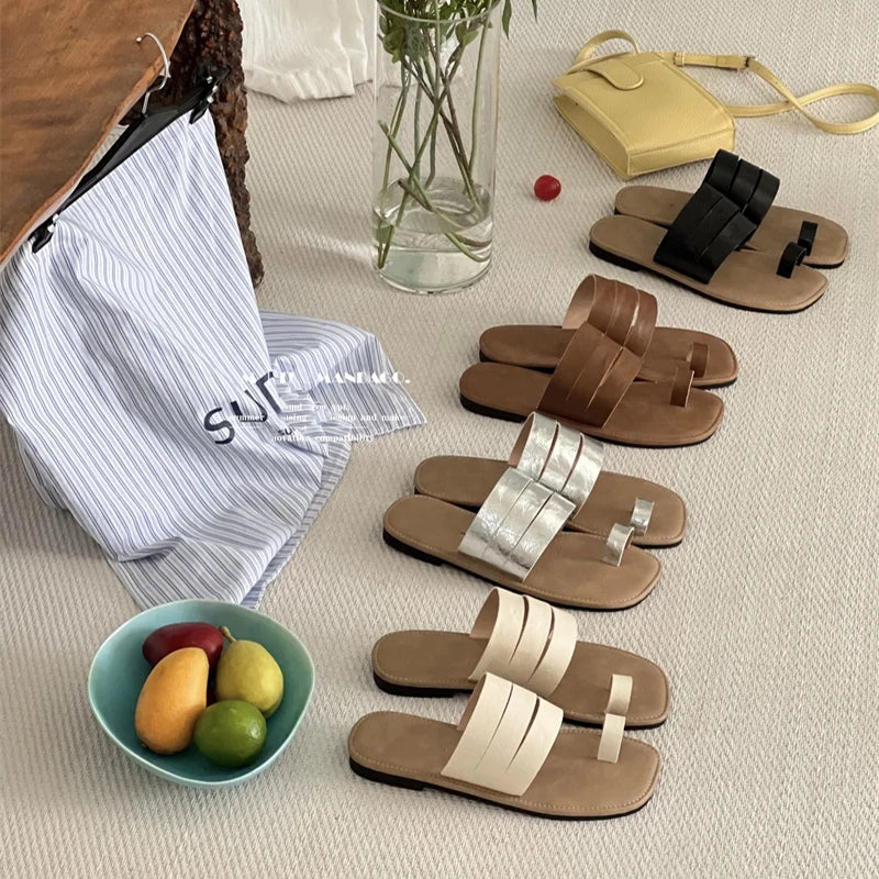 Soufree  -  Designer Summer Clip Toe Women Slippers Fashion Comfort Flats Slides Rome Ladies Outdoor Beach Sandalias Flip Flop