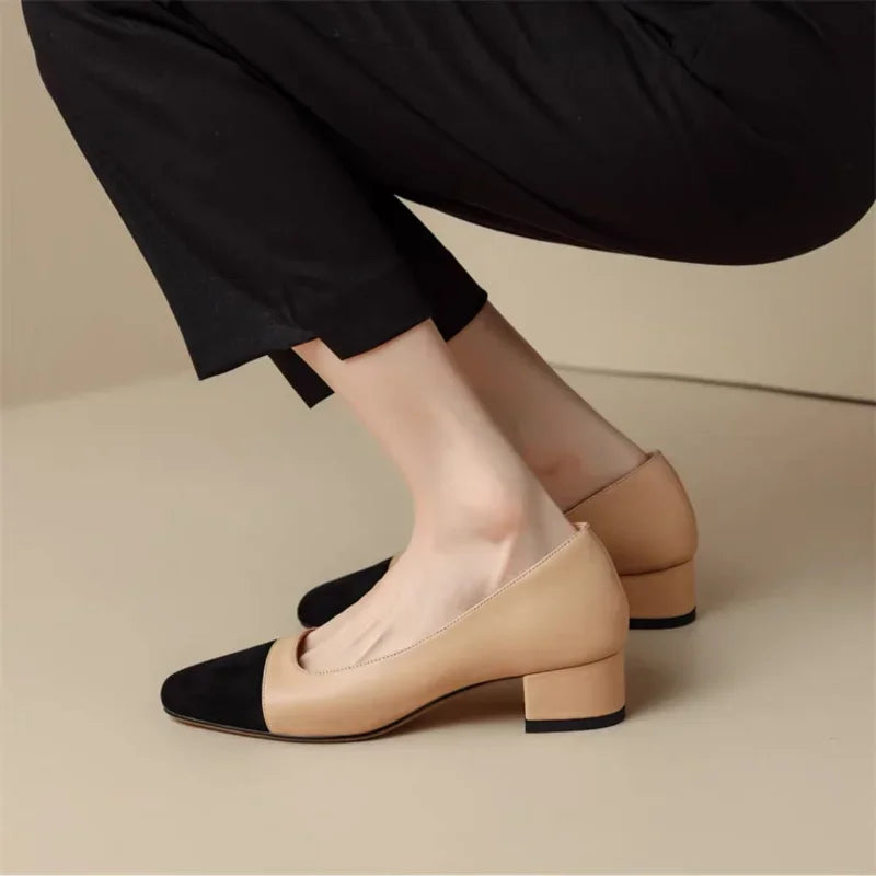 Soufree  -  summer shoes Spring and autumn new women's fashion comfortable thick heel shoes casual low heel square head women's shoes