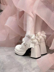 Soufree  -  Original High Heels Round Head Cute Soft Sweet Lolita Shoes Japanese Cute Loli Tea Party Girl Single Shoes