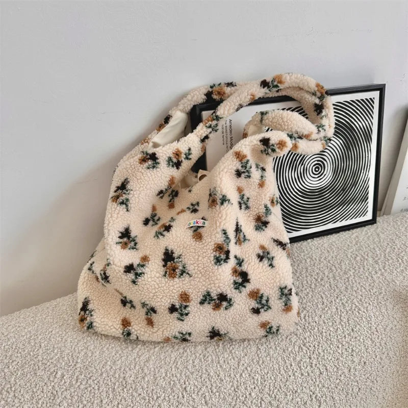 Soufree  -  Plush Shoulder Bag for Women Autumn Winter New in Female Student Fluffy Tote Shopper Bag High Quality Large Korean Fashion