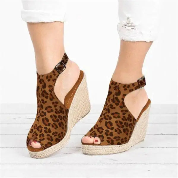 Soufree  -  Cross Large Size Beige Heeled Sandals Velvet Shoes Cross-Shoes Clogs Wedge Summer Espadrilles Platform Big Black High Suede