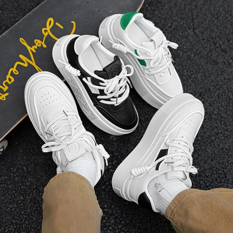 Soufree  -  Men's Fashionable Casual Ultra-fine Fiber Leather Shoes, Color Matching  Versatile Small White Shoes  with Free Shipping