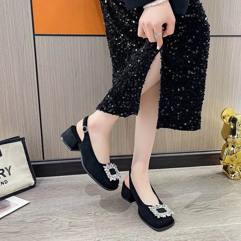 Soufree  -  Summer Fashion Rhinestone Hollowed Out Women's Sandals Designer New Soft Sole Leather Women High Heel Sandals Platform Shoes