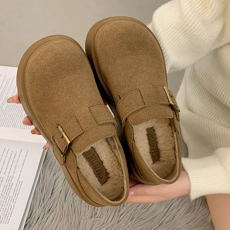 Soufree  -  Platform Women Suede Shoes High Heels Walking Winter Loafers Shoes Woman Trend Designer Fashion Snow Botas Mujer Sneakers