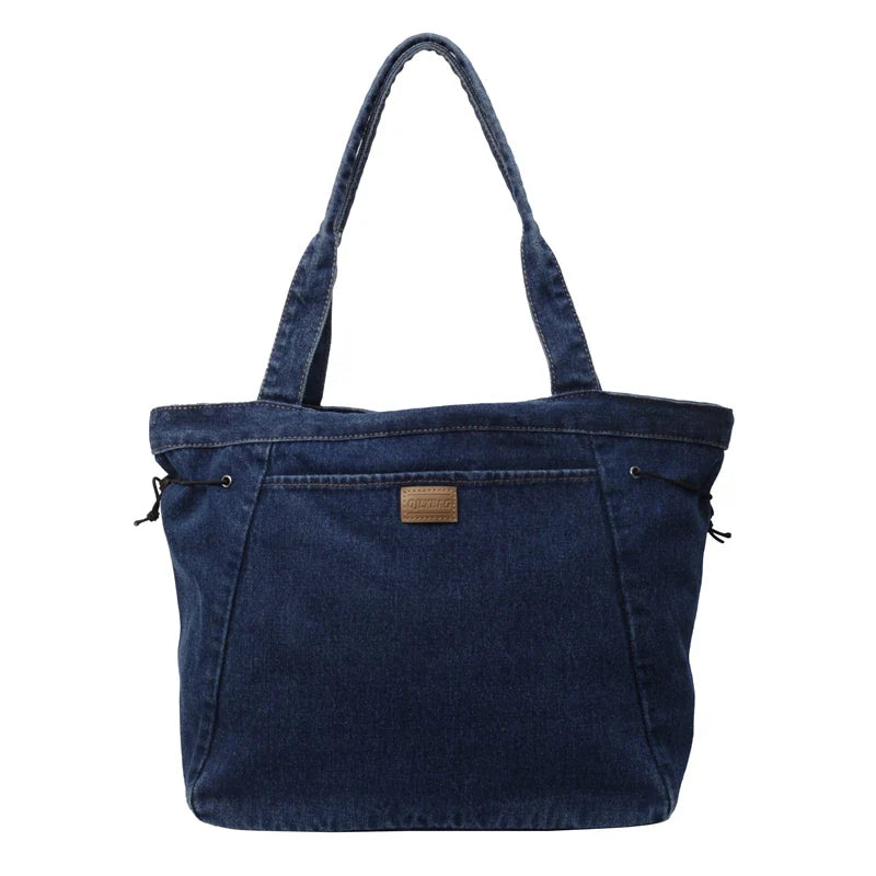 Soufree  -  Large Denim Women's Bag New Jeans Tote Bag Y2K Canvas Shoulder Bag Student Eco Bag Korean Shopper Female Purses and Handbag