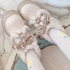 Soufree  -  Furry Women Booties New Winter Plush Warm Lolita Woman Sweet Cute Girl Platform Shoes Waterproof Non-slip Ankle Snow Boots