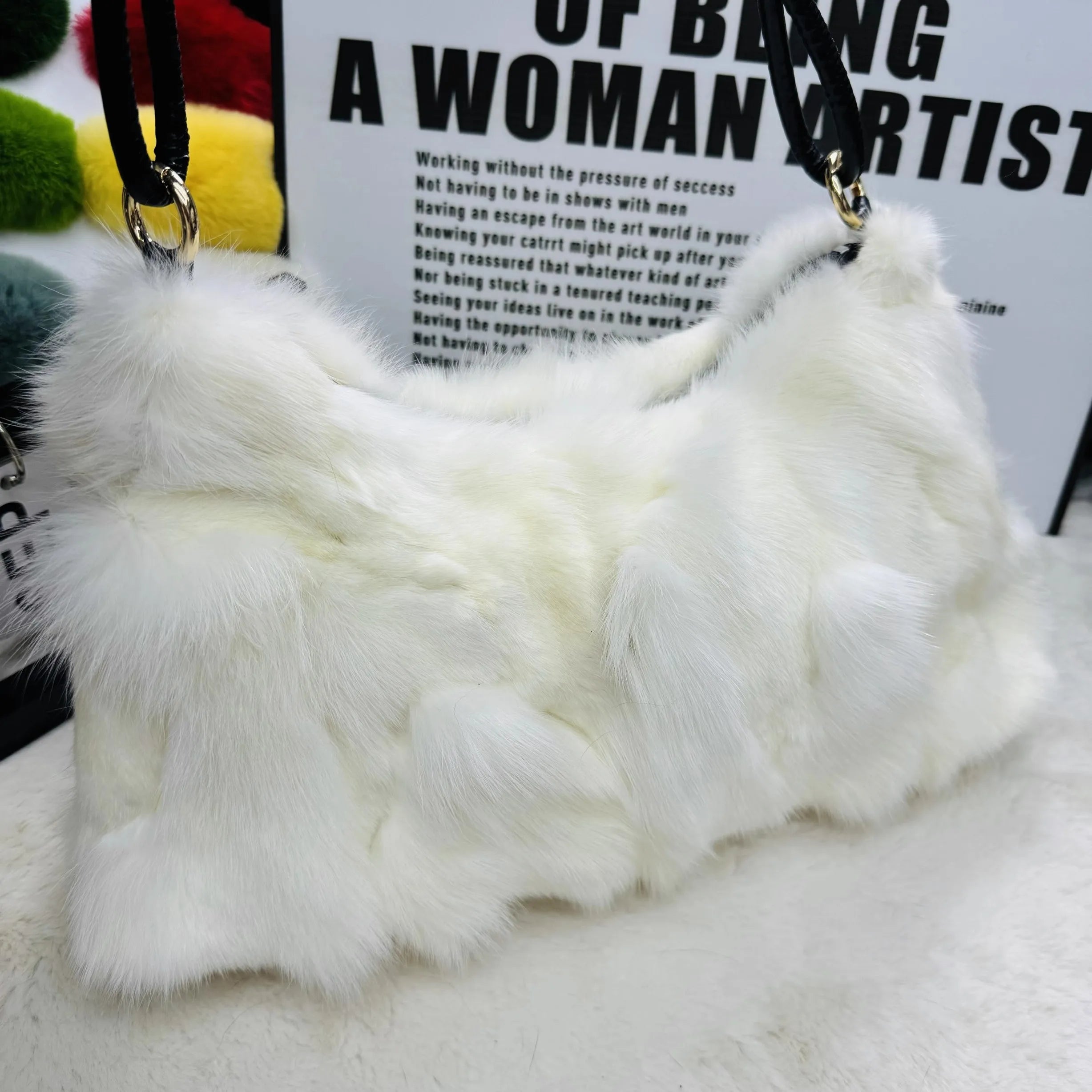 Soufree  -  Winter Fox Fur Bag Women's  Bag Fashion  Handbag Ladies Bags Purses Women Shoulder Bag Real Silver Fox Fur Messenger Bags