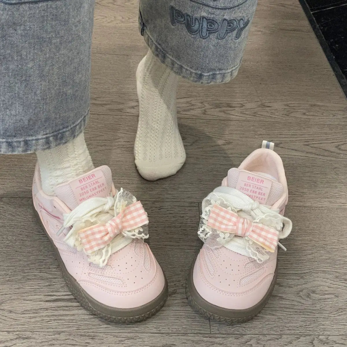 Soufree  -  Kawaii Shoes Bowknot Women Sneakers Spring Summer Platform Vulcanize Cute Casual Pink Lolita Korean Fashion Footwear