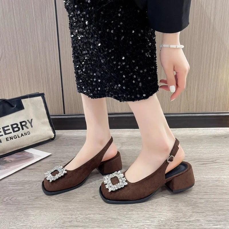 Soufree  -  Summer Fashion Rhinestone Hollowed Out Women's Sandals Designer New Soft Sole Leather Women High Heel Sandals Platform Shoes