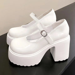 SOUfree  -  White shoes Heels Lolita shoes platform heels Women Mary Jane Shoes Vintage Girls High Heel Japanese Style College Student Shoes