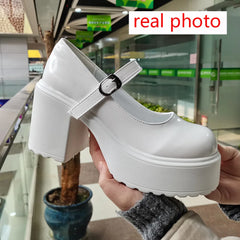 SOUfree  -  White shoes Heels Lolita shoes platform heels Women Mary Jane Shoes Vintage Girls High Heel Japanese Style College Student Shoes