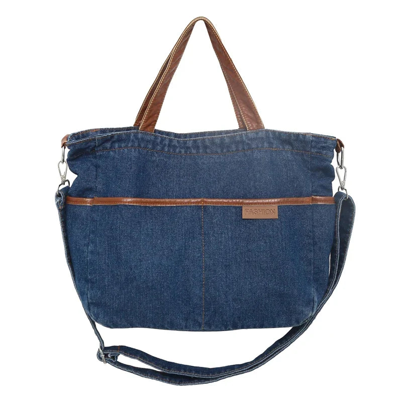 Soufree  -  Large Denim Women's Bag New Jeans Tote Bag Y2K Canvas Shoulder Bag Student Eco Bag Korean Shopper Female Purses and Handbag