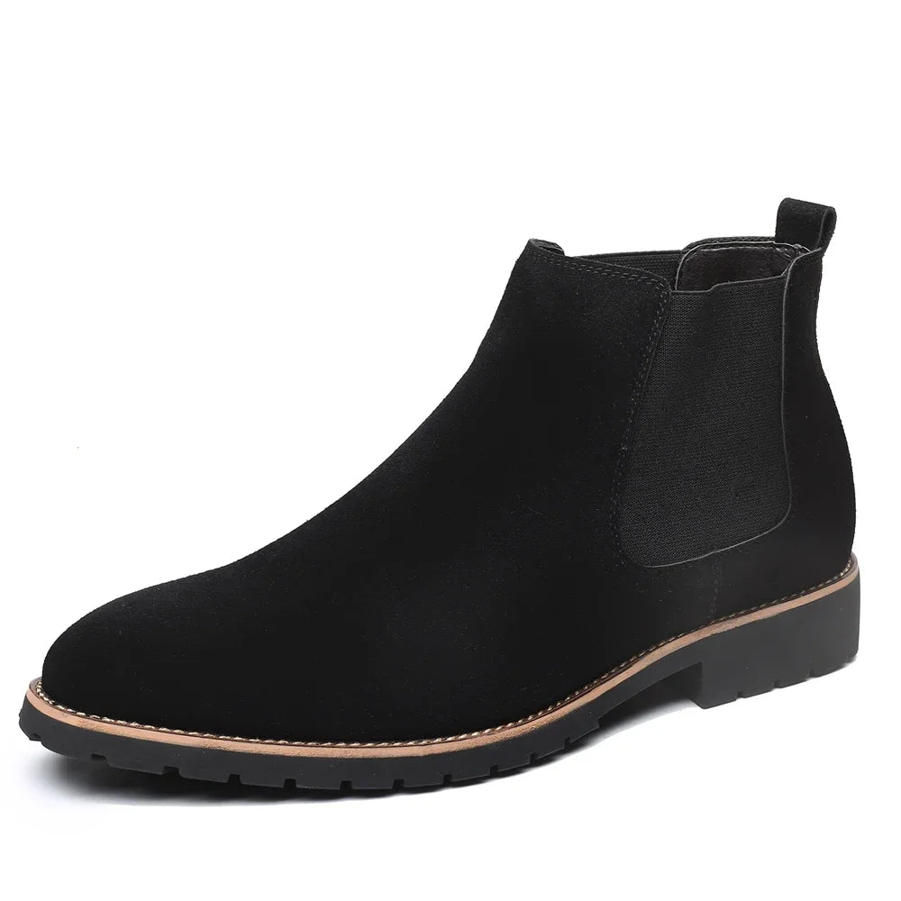 Soufree  -  Black Classic Suede Men Chelsea Boots Male Ankle Shoes Leather Casual Men Boots Formal Dress Shoes Wedding Sleeve Cowboy Boots