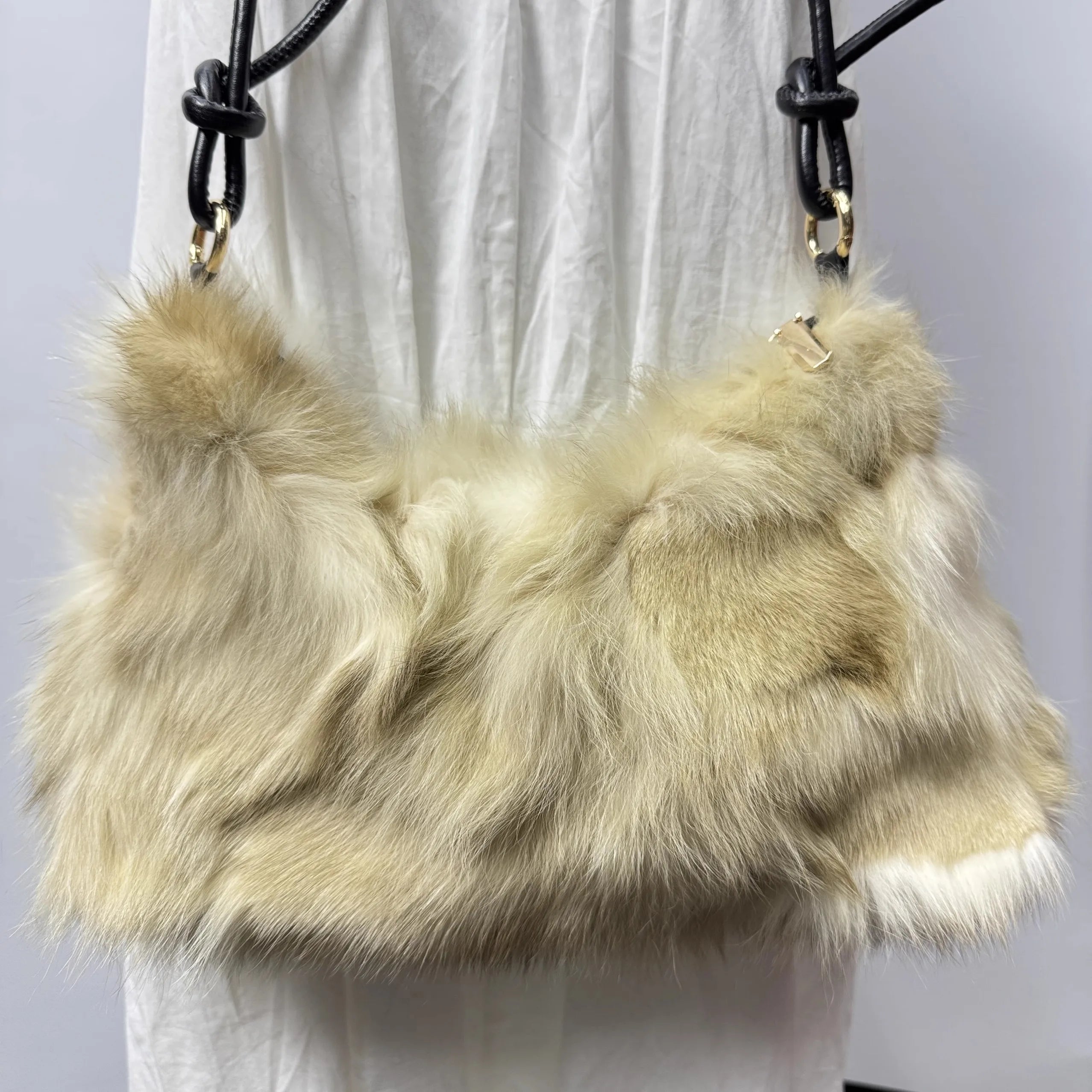 Soufree  -  Winter Fox Fur Bag Women's  Bag Fashion  Handbag Ladies Bags Purses Women Shoulder Bag Real Silver Fox Fur Messenger Bags