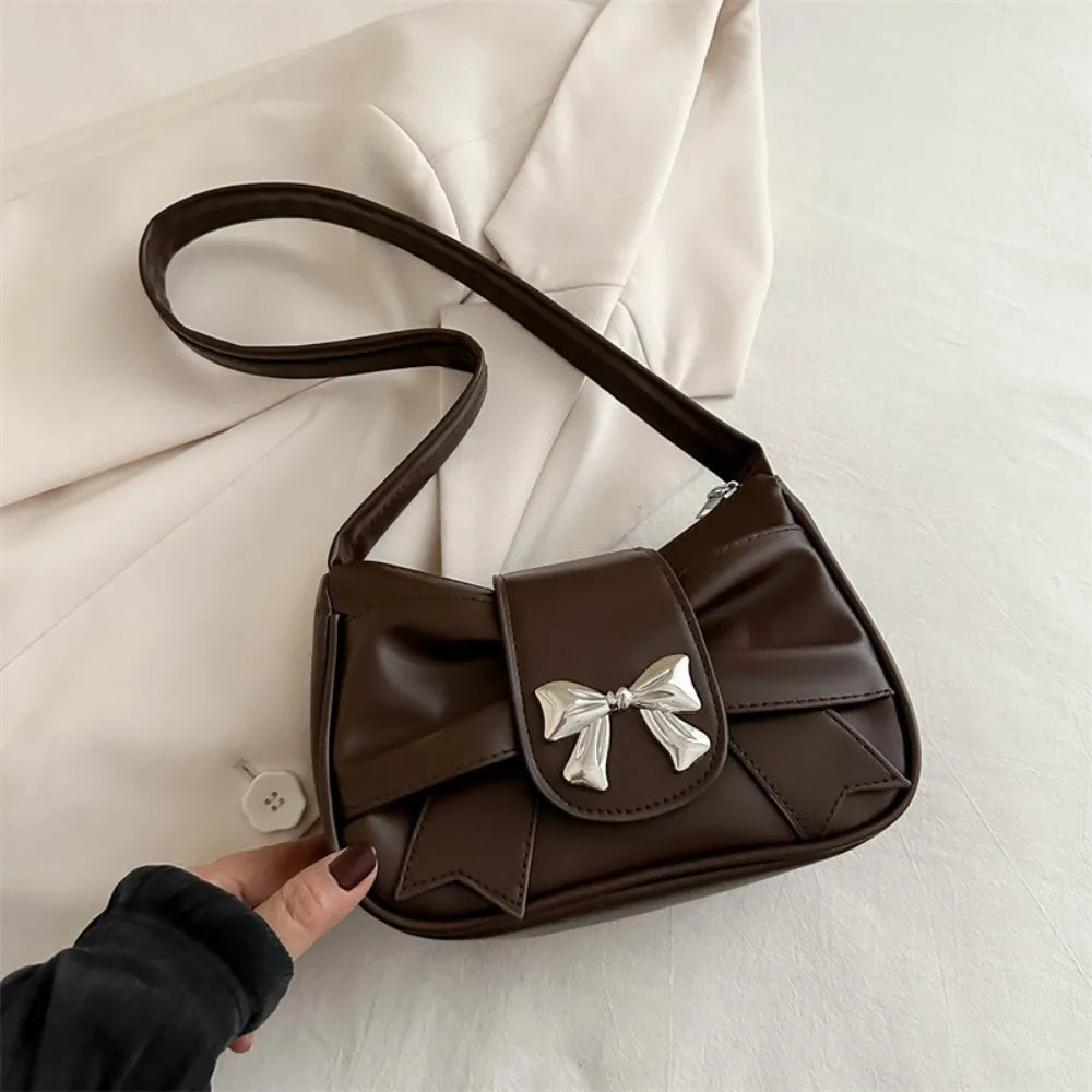 Soufree  -  Trendy Shoulder Bag Hot Sale Casual PU Leather Totes Bag Retro Large Capacity Business Women's Bag Lady Bow Handbag Underarm Bag