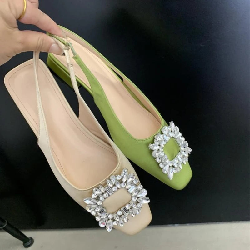 Soufree  -  Designer Summer Women Sandals Fashion Elegant Crystal Singbacks Shoes Ladies Outdoor Dress Flats Heel Sandalias