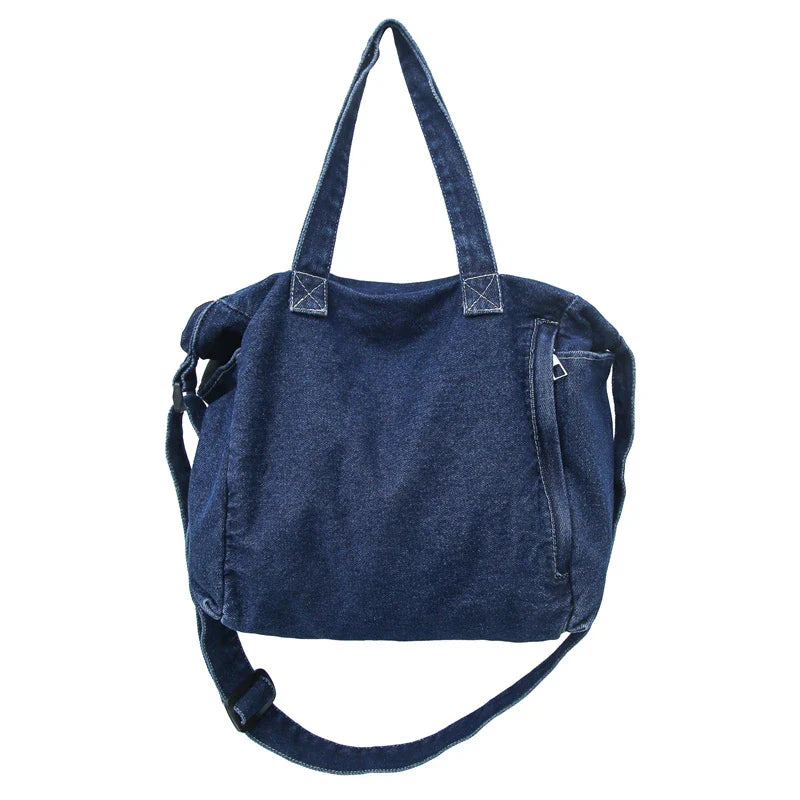 Soufree  -  Large Denim Women's Bag New Jeans Tote Bag Y2K Canvas Shoulder Bag Student Eco Bag Korean Shopper Female Purses and Handbag