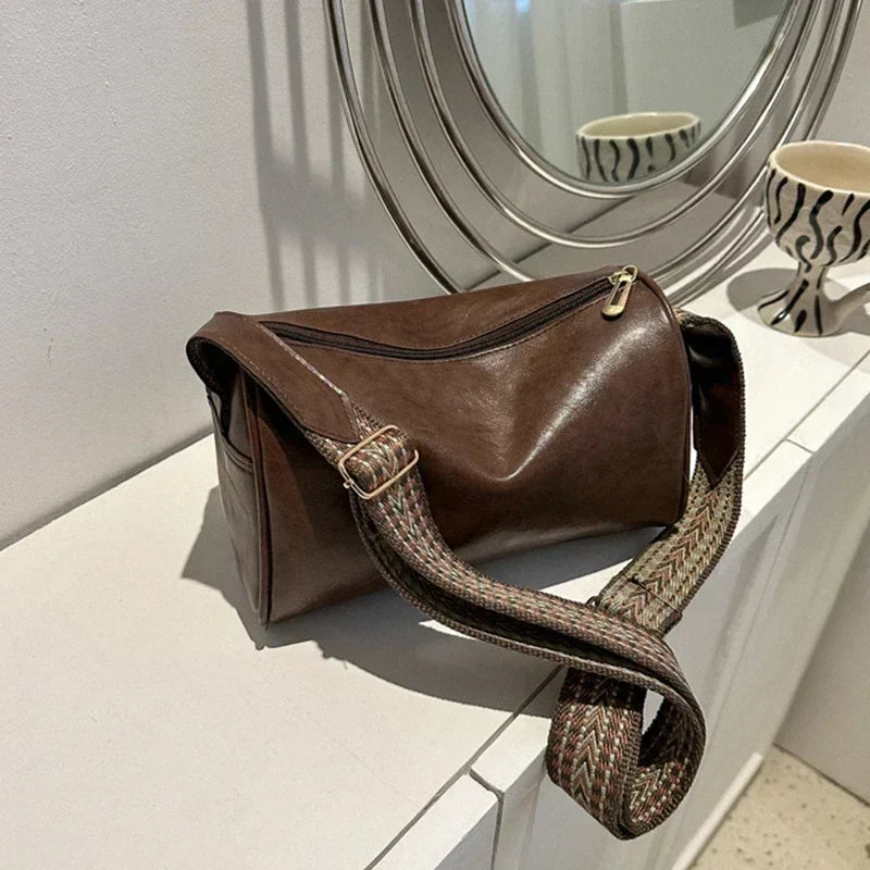 Soufree  -  designer bags Vintage Shoulder Bag for Women Fashion Wide Strap Crossbody Bag Retro Pillow Messenger Handbag Ladies Tote Clutchs Purses Tote