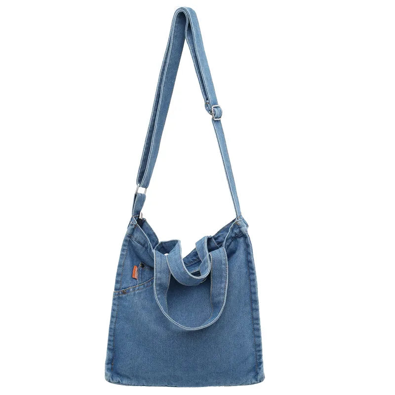 Soufree  -  Denim Women's Bag Jeans Shoulder Cross Bags Unisex Shopping Eco Bag Korean Canvas Messenger Bag Y2K Student Tote Handbags