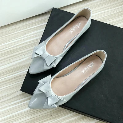 Soufree  -  Women Flats Wedding Shoes Pink Cherry Red Pointed Casual Shoes Female Summer Spring Slip on Bowknot Flat Heel Ballet Shoes 33-43