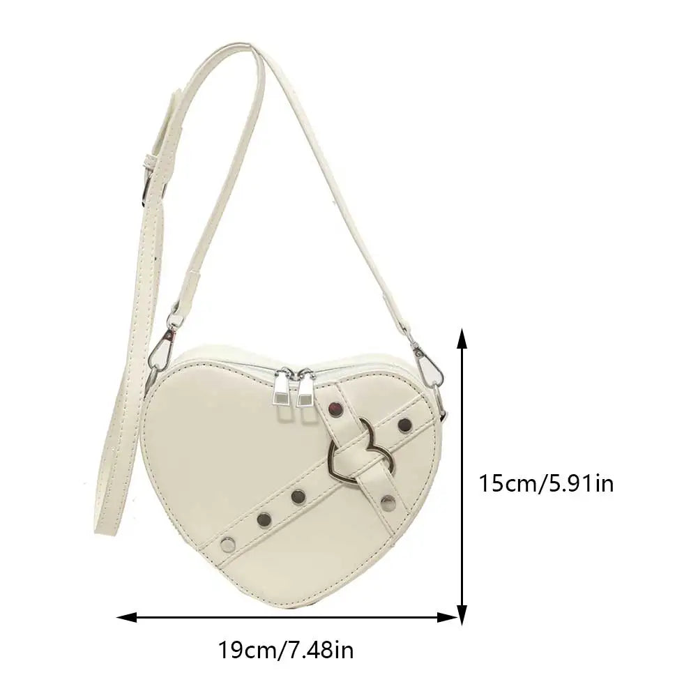 Soufree  -  designer bags Vintage Y2K Small Chain Rivet Shoulder Bag Heart Shaped Purse Handbags Pink PU Leather Gothic Tote Bags Ladies Crossbody Bags