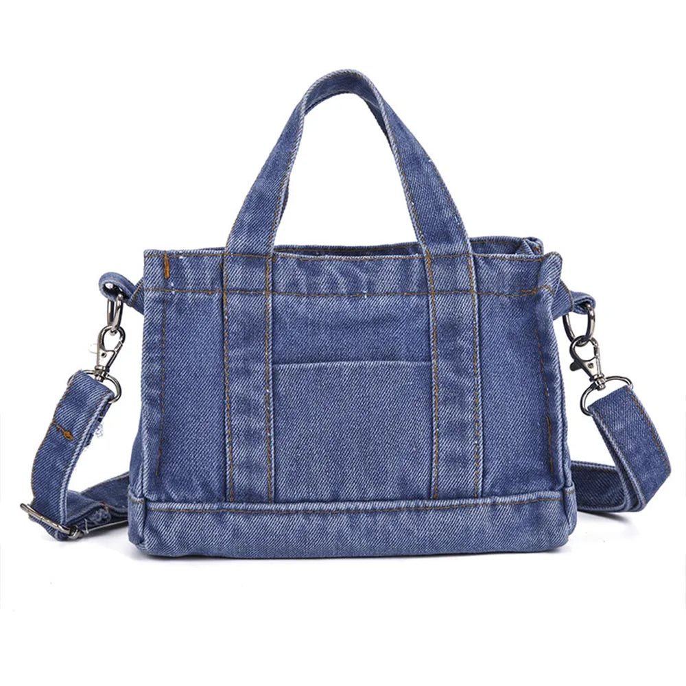 Soufree  -  Name Embroidered Korean Summer Canvas Bag Denim One Shoulder Crossbody Bag Casual Versatile Handheld Women's Cloth Bag