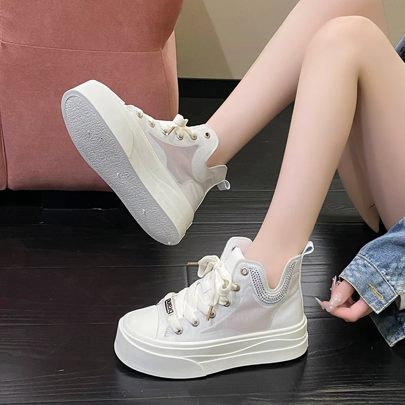 Soufree  -  Sweet Ankle Women Boots Autumn Spring Casual PU Slip on Shoes for Women Sneakers Flat Mid Heels Crystal Bling Modern Boots