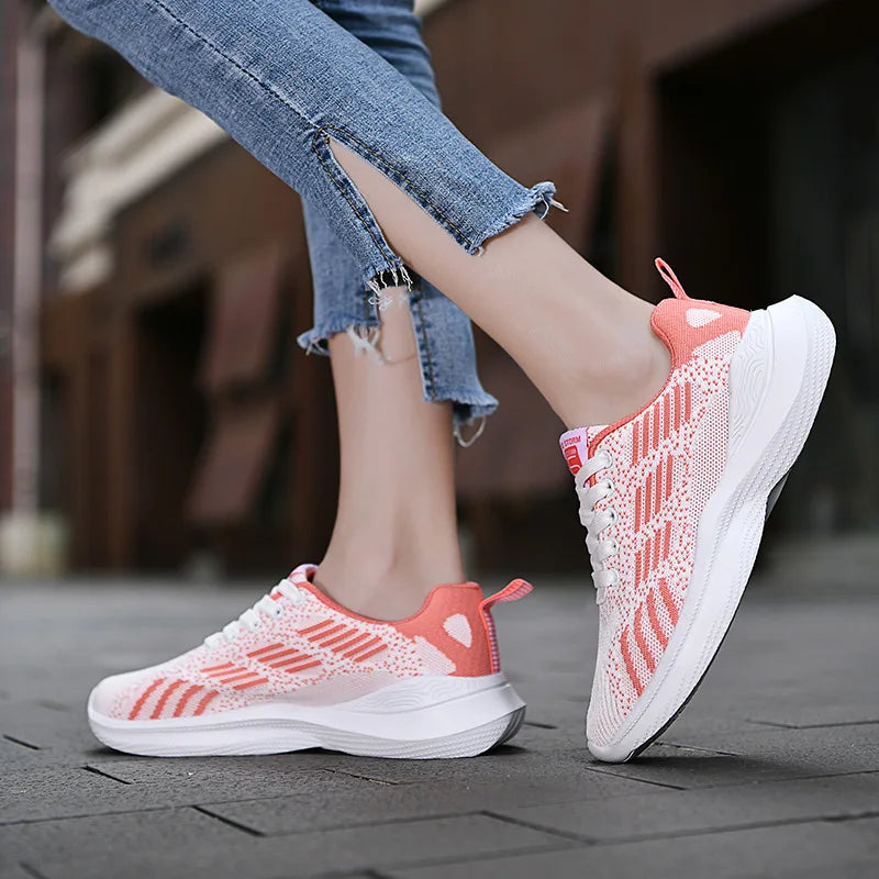 Soufree  -  Spring New Large Size Casual Sports Shoes for Women Outdoor Running Female Knitted Breathable Tennis Sneakers Free Shipping