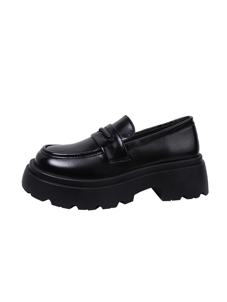 Soufree  -  Casual Woman Shoe Slip-on Shallow Mouth Clogs Platform Oxfords Female Footwear Round Toe Loafers With Fur British Style Slip On