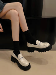 Soufree  -  Shoes Woman Flats Shallow Mouth British Style Clogs Platform Oxfords Round Toe Loafers With Fur Casual Female Sneakers Dress Pre