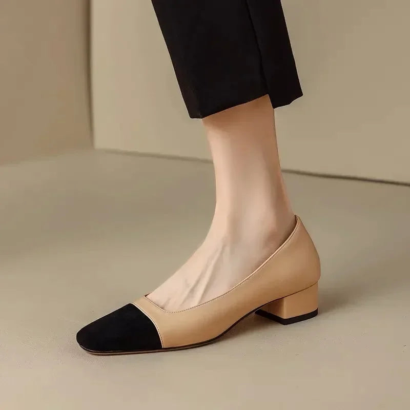 Soufree  -  summer shoes Spring and autumn new women's fashion comfortable thick heel shoes casual low heel square head women's shoes