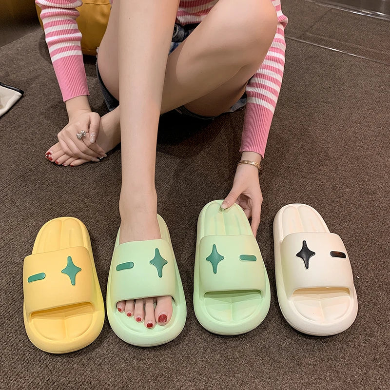 Soufree  -  Lovely Slippers Woman Flat Low Heels Shoes for Women Bathroom Mathematical Symbol Summer Slippers Plus Size Zapatos De Mujer