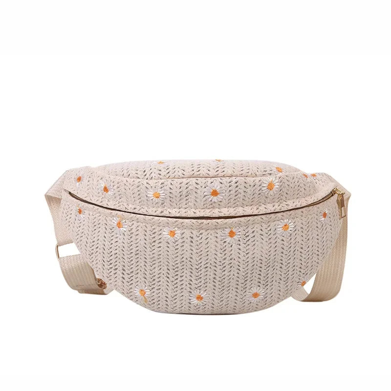 Soufree  -  Women's Waist Bag Straw Woven Ladies Shoulder Crossbody Bags for Women Summer Fanny Pack Fashion Phone Female Chest Bag