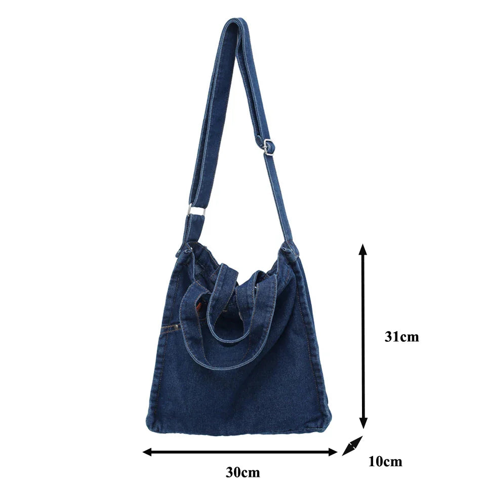 Soufree  -  Denim Women's Bag Jeans Shoulder Cross Bags Unisex Shopping Eco Bag Korean Canvas Messenger Bag Y2K Student Tote Handbags