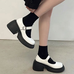 Soufree  -  Platform Mary Jane Shoes New Women's Shoes Women Thick Heels Trendy Street Lolita Shoes Round Toe Ankle Strap  Pumps