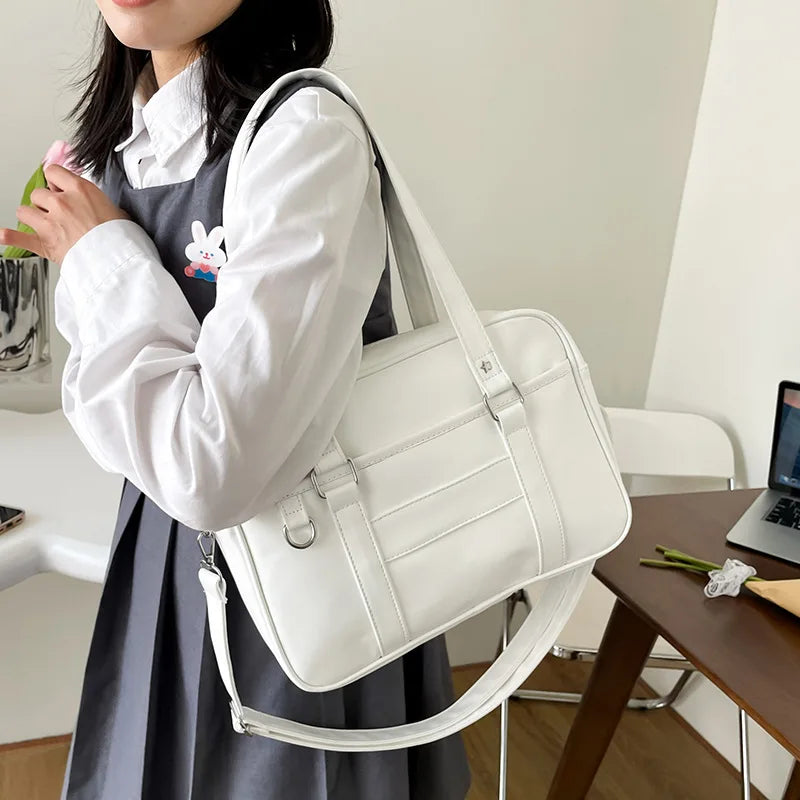 Soufree  -  designer bags Japanese Preppy Style Shoulder Bag Women PU Leather JK Uniform Bag Girls Handbags Pure Color Crossbody Bags Itabag Tote Bolso