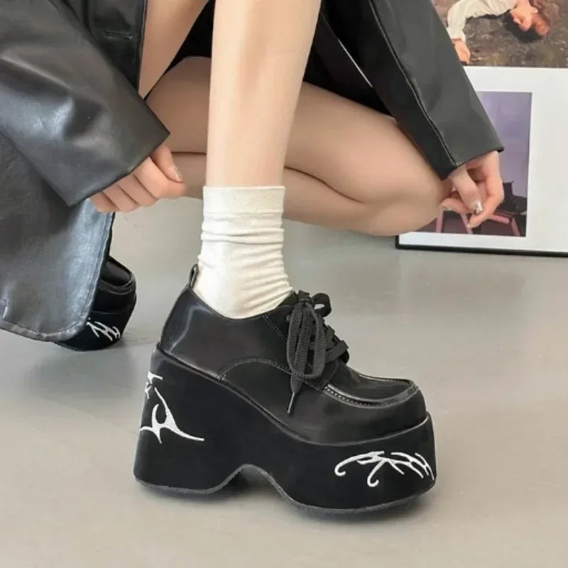 Soufree  -  Wedges Shoes for Women Spring Autumn New Women's Mary Jane Shoes Super High Heel 8CM or Above Pumps Japanese Lolita Shoes