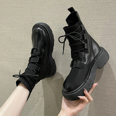 Soufree  -  Stretch Fabric Socks Boots Woman New Ladies Casual Cross-tied Fashion Boots Women Shoes Platform Boots Gothic Women