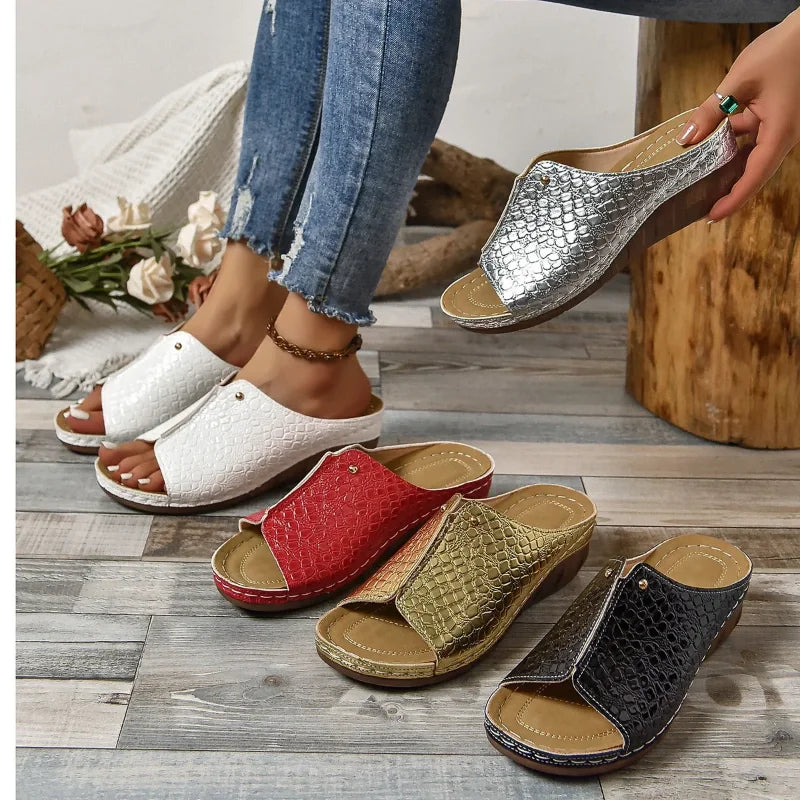 Soufree  -  summer shoes Summer Women Wedge Sandals Premium Orthopedic Open Toe Sandals Vintage Anti-slip Leather Casual Female Platform Retro Shoes