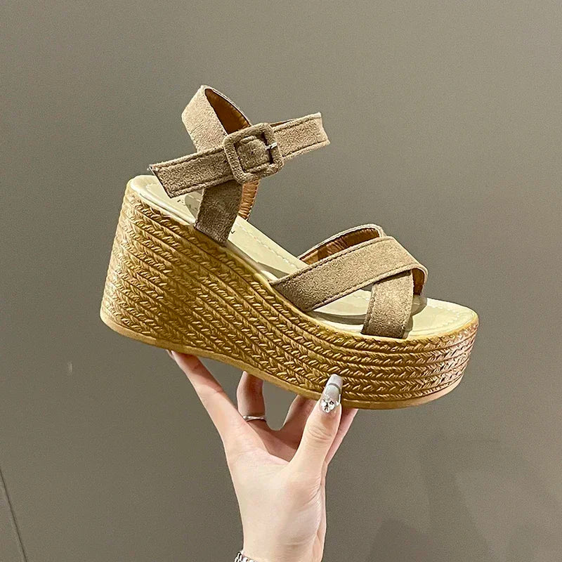 Soufree  -  New Wedge Heel Summer New Fashion Platform Thick Bottom Buckle Casual Comfortable Walking Shoes Sandals for Women