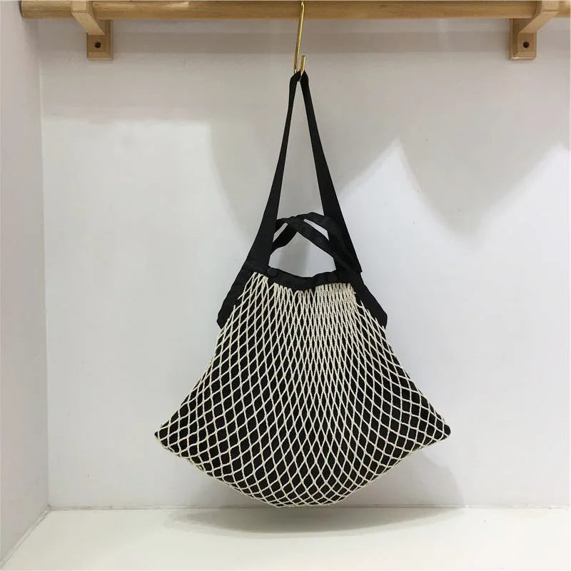 Soufree  -  Fashion design stitching design woven Net Bag for women handbag  large capacity casual ladies shoulder bag big totes bolsa